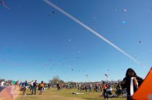 Madhav Tadikonda, class of 1997, and Anjali Patel, class of 1999, fly a UT kite at the 79th annual Zilker Park Kite Festival, Sunday, March 4, 2007.
Filename: SRM_20070304_1537386.jpg
Aperture: f/11.0
Shutter Speed: 1/250
Body: Canon EOS-1D Mark II
Lens: Sigma 15-30mm f/3.5-4.5 EX Aspherical DG DF