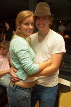 Alice Aertker and Daniel Holmes. Alpha Xi Delta held a sock hop themed date night at the Austin 300 bowling alley, Thursday night, March 29, 2007.
Filename: SRM_20070329_2122468.jpg
Aperture: f/8.0
Shutter Speed: 1/250
Body: Canon EOS-1D Mark II
Lens: Sigma 15-30mm f/3.5-4.5 EX Aspherical DG DF