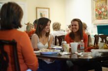 Hannah Koeijmans (in white), Madeline Koeijmans (in red), Grace Koeijmans (in brown and orange) and their parents.  Kappa Kappa Gamma (KKG) hosted a parents' weekend barbecue before the UT vs Nebraska football game on Saturday, October 27, 2007 at their so

Filename: SRM_20071027_1150469.jpg
Aperture: f/1.8
Shutter Speed: 1/50
Body: Canon EOS-1D Mark II
Lens: Canon EF 50mm f/1.8 II