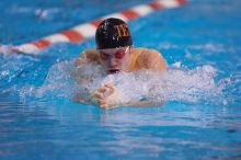 UT senior Agustin Magruder took second in the 100 yard breaststroke with a time of 56.67.  The University of Texas Longhorns defeated The University of Georgia Bulldogs 157-135 on Saturday, January 12, 2008.

Filename: SRM_20080112_1124589.jpg
Aperture: f/2.8
Shutter Speed: 1/400
Body: Canon EOS-1D Mark II
Lens: Canon EF 300mm f/2.8 L IS