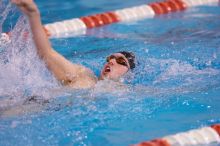 UT sophomore Trey Hoover competed in the 400 yard IM with a time of 4:10.06.  The University of Texas Longhorns defeated The University of Georgia Bulldogs 157-135 on Saturday, January 12, 2008.

Filename: SRM_20080112_1239145.jpg
Aperture: f/2.8
Shutter Speed: 1/400
Body: Canon EOS-1D Mark II
Lens: Canon EF 300mm f/2.8 L IS