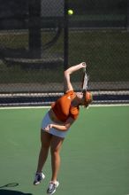 First doubles UT sophomore Vanja Corovic and UT junior Marija Milic defeated CSUS sophomore Aileen Tsan and CSUS junior Anastassia Lyssenko 8-3.  The University of Texas defeated Sacramento State on Saturday, March 22, 2008.

Filename: SRM_20080322_1112329.jpg
Aperture: f/4.0
Shutter Speed: 1/4000
Body: Canon EOS-1D Mark II
Lens: Canon EF 300mm f/2.8 L IS