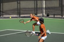 Third doubles UT sophomore Stephanie Davison and UT freshman Caroline Larsson defeated CSUS junior Joyce Martinez Gutierrez and CSUS freshman Melissa Valenzuela 8-6.  The University of Texas defeated Sacramento State on Saturday, March 22, 2008.

Filename: SRM_20080322_1121565.jpg
Aperture: f/4.0
Shutter Speed: 1/4000
Body: Canon EOS-1D Mark II
Lens: Canon EF 300mm f/2.8 L IS