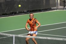 Third doubles UT sophomore Stephanie Davison and UT freshman Caroline Larsson defeated CSUS junior Joyce Martinez Gutierrez and CSUS freshman Melissa Valenzuela 8-6.  The University of Texas defeated Sacramento State on Saturday, March 22, 2008.

Filename: SRM_20080322_1122200.jpg
Aperture: f/4.0
Shutter Speed: 1/4000
Body: Canon EOS-1D Mark II
Lens: Canon EF 300mm f/2.8 L IS