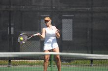 First singles UT sophomore Vanja Corovic defeated CSUS freshman Melissa Valenzuela 6-2, 6-0.  The University of Texas defeated Sacramento State on Saturday, March 22, 2008.
Filename: SRM_20080322_1232003.jpg
Aperture: f/2.8
Shutter Speed: 1/4000
Body: Canon EOS-1D Mark II
Lens: Canon EF 300mm f/2.8 L IS