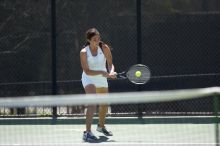 Fourth singles UT freshman Maggie Mello lost to CSUS junior Karina Jarlkaganova 6-7 (2), 4-6.  The University of Texas defeated Sacramento State on Saturday, March 22, 2008.
Filename: SRM_20080322_1245026.jpg
Aperture: f/2.8
Shutter Speed: 1/2000
Body: Canon EOS-1D Mark II
Lens: Canon EF 300mm f/2.8 L IS
