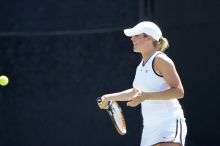 Second singles UT senior Courtney Zauft defeated CSUS junior Anastassia Lyssenko 4-6, 6-3, 10-6.  The University of Texas defeated Sacramento State on Saturday, March 22, 2008.

Filename: SRM_20080322_1303581.jpg
Aperture: f/2.8
Shutter Speed: 1/2000
Body: Canon EOS-1D Mark II
Lens: Canon EF 300mm f/2.8 L IS