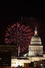 Austin Independence Day fireworks with the Capitol building, as viewed from atop the Manor Garage at The University of Texas at Austin. The fireworks were launched from Auditorium Shores, downtown Austin, Friday, July 4, 2008.
Filename: SRM_20080704_2146242.jpg
Aperture: f/11.0
Shutter Speed: 5/1
Body: Canon EOS 20D
Lens: Canon EF 80-200mm f/2.8 L