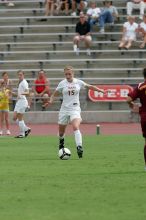 UT freshman Kylie Doniak (#15, Midfielder).  The University of Texas women's soccer team won 2-1 against the Iowa State Cyclones Sunday afternoon, October 5, 2008.

Filename: SRM_20081005_12064688.jpg
Aperture: f/5.6
Shutter Speed: 1/1600
Body: Canon EOS-1D Mark II
Lens: Canon EF 300mm f/2.8 L IS