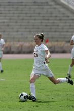 UT junior Emily Anderson (#21, Forward).  The Uniiversity of Texas women's soccer team won 2-1 against the Iowa State Cyclones Sunday afternoon, October 5, 2008.

Filename: SRM_20081005_12135698.jpg
Aperture: f/5.6
Shutter Speed: 1/2500
Body: Canon EOS-1D Mark II
Lens: Canon EF 300mm f/2.8 L IS