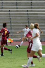 UT senior Jill Gilbeau (#4, Defender and Midfielder).  The University of Texas women's soccer team won 2-1 against the Iowa State Cyclones Sunday afternoon, October 5, 2008.

Filename: SRM_20081005_12172645.jpg
Aperture: f/5.6
Shutter Speed: 1/1600
Body: Canon EOS-1D Mark II
Lens: Canon EF 300mm f/2.8 L IS