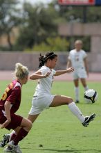 UT freshman Amanda Lisberger (#13, Midfielder).  The University of Texas women's soccer team won 2-1 against the Iowa State Cyclones Sunday afternoon, October 5, 2008.

Filename: SRM_20081005_12201874.jpg
Aperture: f/5.6
Shutter Speed: 1/2000
Body: Canon EOS-1D Mark II
Lens: Canon EF 300mm f/2.8 L IS