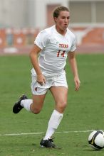 UT senior Kasey Moore (#14, Defender) in the second half.  The University of Texas women's soccer team won 2-1 against the Iowa State Cyclones Sunday afternoon, October 5, 2008.

Filename: SRM_20081005_13092844.jpg
Aperture: f/5.6
Shutter Speed: 1/2000
Body: Canon EOS-1D Mark II
Lens: Canon EF 300mm f/2.8 L IS