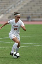 UT sophomore Erica Campanelli (#19, Defender) in the second half.  The University of Texas women's soccer team won 2-1 against the Iowa State Cyclones Sunday afternoon, October 5, 2008.

Filename: SRM_20081005_13233843.jpg
Aperture: f/5.6
Shutter Speed: 1/2000
Body: Canon EOS-1D Mark II
Lens: Canon EF 300mm f/2.8 L IS