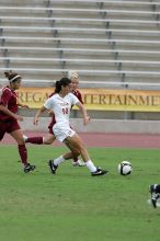 UT senior Stephanie Logterman (#10, Defender) in the second half.  The University of Texas women's soccer team won 2-1 against the Iowa State Cyclones Sunday afternoon, October 5, 2008.

Filename: SRM_20081005_13254003.jpg
Aperture: f/5.6
Shutter Speed: 1/1250
Body: Canon EOS-1D Mark II
Lens: Canon EF 300mm f/2.8 L IS