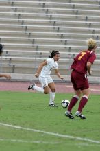 UT freshman Amanda Lisberger (#13, Midfielder) in the second half.  The University of Texas women's soccer team won 2-1 against the Iowa State Cyclones Sunday afternoon, October 5, 2008.

Filename: SRM_20081005_13254004.jpg
Aperture: f/5.6
Shutter Speed: 1/1250
Body: Canon EOS-1D Mark II
Lens: Canon EF 300mm f/2.8 L IS