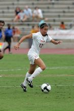 UT freshman Amanda Lisberger (#13, Midfielder) in the second half.  The University of Texas women's soccer team won 2-1 against the Iowa State Cyclones Sunday afternoon, October 5, 2008.

Filename: SRM_20081005_13340074.jpg
Aperture: f/5.6
Shutter Speed: 1/1250
Body: Canon EOS-1D Mark II
Lens: Canon EF 300mm f/2.8 L IS