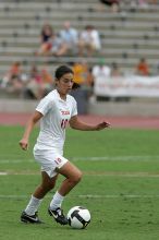 UT senior Stephanie Logterman (#10, Defender) in the second half.  The University of Texas women's soccer team won 2-1 against the Iowa State Cyclones Sunday afternoon, October 5, 2008.

Filename: SRM_20081005_13340284.jpg
Aperture: f/5.6
Shutter Speed: 1/1600
Body: Canon EOS-1D Mark II
Lens: Canon EF 300mm f/2.8 L IS