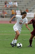 UT senior Stephanie Logterman (#10, Defender) in the second half.  The University of Texas women's soccer team won 2-1 against the Iowa State Cyclones Sunday afternoon, October 5, 2008.

Filename: SRM_20081005_13340487.jpg
Aperture: f/5.6
Shutter Speed: 1/1600
Body: Canon EOS-1D Mark II
Lens: Canon EF 300mm f/2.8 L IS