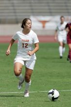 UT sophomore Alisha Ortiz (#12, Forward) in the second half.  The University of Texas women's soccer team won 2-1 against the Iowa State Cyclones Sunday afternoon, October 5, 2008.

Filename: SRM_20081005_13424873.jpg
Aperture: f/5.6
Shutter Speed: 1/3200
Body: Canon EOS-1D Mark II
Lens: Canon EF 300mm f/2.8 L IS