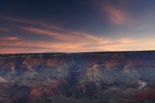 First sunrise of the new year at the south rim of the Grand Canyon, Thursday January 1, 2009.  The temperature was as low as 15 F the night before with a foot and a half of snow on the ground.  Luckily sunrise wasn't until 7:40.

Filename: SRM_20090101_07334604.JPG
Aperture: f/16.0
Shutter Speed: 5/1
Body: Canon EOS-1D Mark II
Lens: Canon EF 16-35mm f/2.8 L