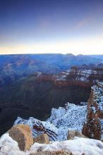 First sunrise of the new year at the south rim of the Grand Canyon, Thursday January 1, 2009. The temperature was as low as 15 F the night before with a foot and a half of snow on the ground. Luckily sunrise wasn't until 7:40.
Filename: SRM_20090101_07385309.JPG
Aperture: f/16.0
Shutter Speed: 16/10
Body: Canon EOS-1D Mark II
Lens: Canon EF 16-35mm f/2.8 L