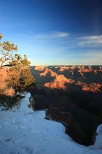 First sunrise of the new year at the south rim of the Grand Canyon, Thursday January 1, 2009. The temperature was as low as 15 F the night before with a foot and a half of snow on the ground. Luckily sunrise wasn't until 7:40.
Filename: SRM_20090101_08050836.JPG
Aperture: f/14.0
Shutter Speed: 1/6
Body: Canon EOS-1D Mark II
Lens: Canon EF 16-35mm f/2.8 L