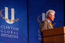 Former President Bill Clinton speaking at the CGIU meeting.  Day one of the 2nd Annual Clinton Global Initiative University (CGIU) meeting was held at The University of Texas at Austin, Friday, February 13, 2009.

Filename: SRM_20090213_16161313.jpg
Aperture: f/4.0
Shutter Speed: 1/100
Body: Canon EOS-1D Mark II
Lens: Canon EF 80-200mm f/2.8 L