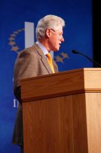 Former President Bill Clinton speaking at the CGIU meeting.  Day one of the 2nd Annual Clinton Global Initiative University (CGIU) meeting was held at The University of Texas at Austin, Friday, February 13, 2009.

Filename: SRM_20090213_16165721.jpg
Aperture: f/4.0
Shutter Speed: 1/80
Body: Canon EOS-1D Mark II
Lens: Canon EF 80-200mm f/2.8 L