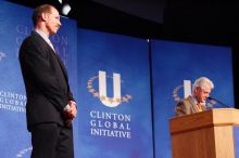 Former President Bill Clinton hands out commitment certificates to CGIU attendees for their exceptional pledges to the CGI cause during the opening plenary session of the CGIU meeting.  Day one of the 2nd Annual Clinton Global Initiative University (CGIU) meeting was held at The University of Texas at Austin, Friday, February 13, 2009.

Filename: SRM_20090213_16374420.jpg
Aperture: f/4.0
Shutter Speed: 1/125
Body: Canon EOS-1D Mark II
Lens: Canon EF 80-200mm f/2.8 L