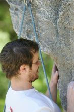 Me top roping Lick the Window (5.10c), shot (by Andrew Dreher) from the top of Ack! (5.11b, but using the crack for the start instead) that I top roped up with my camera on my back.  It was another long day of rock climbing at Seismic Wall on Austin's Barton Creek Greenbelt, Sunday, April 5, 2009.

Filename: SRM_20090405_14421169.jpg
Aperture: f/4.0
Shutter Speed: 1/500
Body: Canon EOS-1D Mark II
Lens: Canon EF 80-200mm f/2.8 L