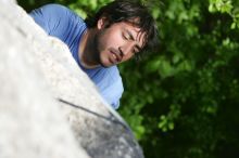 Javier Morales top rope climbing She's No Dog, She's My Wife (5.11b), shot from the top of Ack! (5.11b, but using the crack for the start instead) that I top roped up with my camera on my back. It was another long day of rock climbing at Seismic Wall on Austin's Barton Creek Greenbelt, Sunday, April 5, 2009.
Filename: SRM_20090405_16472635.jpg
Aperture: f/4.5
Shutter Speed: 1/500
Body: Canon EOS-1D Mark II
Lens: Canon EF 80-200mm f/2.8 L
