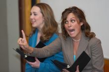 Caetlin Mangan and Mary Kate Raffetto rehearse their Duo Interpretive of Scott Orgon's "China." The University of Texas' Speech Team will compete in the American Forensic Association’s National Individual Events Tournament (AFA NIET) in Gainesville, Flori
Filename: SRM_20060325_140934_9.jpg
Aperture: f/3.5
Shutter Speed: 1/160
Body: Canon EOS 20D
Lens: Canon EF 80-200mm f/2.8 L