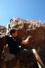 Raanan Robertson rock climbing in Hueco Tanks State Park and Historic Site during the Hueco Tanks Awesome Fest 2010 trip, Saturday, May 22, 2010.

Filename: SRM_20100522_10265879.JPG
Aperture: f/16.0
Shutter Speed: 1/10
Body: Canon EOS-1D Mark II
Lens: Canon EF 16-35mm f/2.8 L