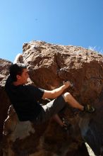 Raanan Robertson rock climbing in Hueco Tanks State Park and Historic Site during the Hueco Tanks Awesome Fest 2010 trip, Saturday, May 22, 2010.

Filename: SRM_20100522_10265980.JPG
Aperture: f/16.0
Shutter Speed: 1/10
Body: Canon EOS-1D Mark II
Lens: Canon EF 16-35mm f/2.8 L