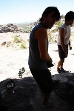 Javier Morales rock climbing in Hueco Tanks State Park and Historic Site during the Hueco Tanks Awesome Fest 2010 trip, Saturday, May 22, 2010.

Filename: SRM_20100522_14004654.JPG
Aperture: f/8.0
Shutter Speed: 1/1250
Body: Canon EOS-1D Mark II
Lens: Canon EF 16-35mm f/2.8 L