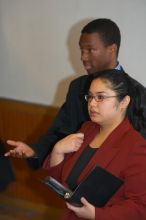 Donald Collier and Sally Rivero rehearse their Duo Interpretation of "Architecture of Loss," by Julia Cho. The University of Texas' Speech Team will compete in the American Forensic Association’s National Individual Events Tournament (AFA NIET) in Gainesv
Filename: SRM_20060325_135836_3.jpg
Aperture: f/3.5
Shutter Speed: 1/160
Body: Canon EOS 20D
Lens: Canon EF 80-200mm f/2.8 L