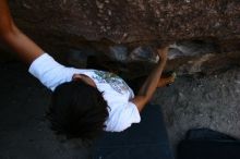 Rock climbing in Hueco Tanks State Park and Historic Site during the Hueco Tanks Awesome Fest 2.0 trip, Saturday, September 04, 2010.

Filename: SRM_20100904_11461520.JPG
Aperture: f/4.0
Shutter Speed: 1/500
Body: Canon EOS 20D
Lens: Canon EF 16-35mm f/2.8 L