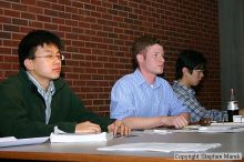 Weekly meeting of the Undergraduate House of Representatives (UHR), February 3, 2004.

Filename: img_1234_std.jpg
Aperture: f/5.6
Shutter Speed: 1/100
Body: Canon EOS DIGITAL REBEL
Lens: Canon EF-S 18-55mm f/3.5-5.6