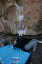 Bouldering during the Hueco Tanks Awesome Fest 14.2.

Filename: srm_20140222_14263801.jpg
Aperture: f/2.8
Shutter Speed: 1/1250
Body: Canon EOS-1D Mark II
Lens: Canon EF 16-35mm f/2.8 L