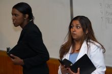 Nicole Martin and Shivali Goudar practice their Duo Interpretation of Aristophanes' "Lysistrata;" "No peace, no sex."  The University of Texas' Speech Team will compete in the American Forensic Associations National Individual Events Tournament (AFA NIET)

Filename: SRM_20060325_135224_5.jpg
Aperture: f/3.5
Shutter Speed: 1/160
Body: Canon EOS 20D
Lens: Canon EF 80-200mm f/2.8 L