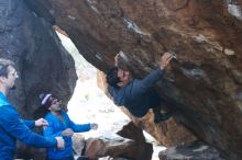 Bouldering in Hueco Tanks on 11/24/2018 with Blue Lizard Climbing and Yoga

Filename: SRM_20181124_1558331.jpg
Aperture: f/4.5
Shutter Speed: 1/250
Body: Canon EOS-1D Mark II
Lens: Canon EF 50mm f/1.8 II