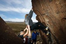 Bouldering in Hueco Tanks on 11/23/2018 with Blue Lizard Climbing and Yoga

Filename: SRM_20181123_1418260.jpg
Aperture: f/8.0
Shutter Speed: 1/250
Body: Canon EOS-1D Mark II
Lens: Canon EF 16-35mm f/2.8 L