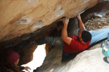 Bouldering in Hueco Tanks on 11/09/2018 with Blue Lizard Climbing and Yoga

Filename: SRM_20181109_1602310.jpg
Aperture: f/2.0
Shutter Speed: 1/50
Body: Canon EOS-1D Mark II
Lens: Canon EF 50mm f/1.8 II