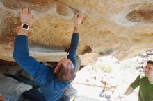 Bouldering in Hueco Tanks on 12/23/2018 with Blue Lizard Climbing and Yoga

Filename: SRM_20181223_1221380.jpg
Aperture: f/5.6
Shutter Speed: 1/200
Body: Canon EOS-1D Mark II
Lens: Canon EF 16-35mm f/2.8 L