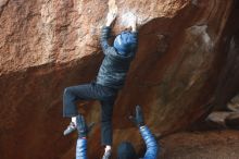 Bouldering in Hueco Tanks on 01/01/2019 with Blue Lizard Climbing and Yoga

Filename: SRM_20190101_1129490.jpg
Aperture: f/2.5
Shutter Speed: 1/250
Body: Canon EOS-1D Mark II
Lens: Canon EF 50mm f/1.8 II