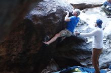 Bouldering in Hueco Tanks on 01/20/2019 with Blue Lizard Climbing and Yoga

Filename: SRM_20190120_1316010.jpg
Aperture: f/3.2
Shutter Speed: 1/200
Body: Canon EOS-1D Mark II
Lens: Canon EF 50mm f/1.8 II