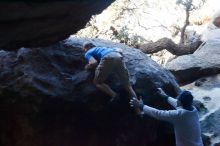 Bouldering in Hueco Tanks on 01/20/2019 with Blue Lizard Climbing and Yoga

Filename: SRM_20190120_1316240.jpg
Aperture: f/10.0
Shutter Speed: 1/200
Body: Canon EOS-1D Mark II
Lens: Canon EF 50mm f/1.8 II