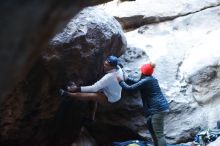 Bouldering in Hueco Tanks on 01/20/2019 with Blue Lizard Climbing and Yoga

Filename: SRM_20190120_1319310.jpg
Aperture: f/3.2
Shutter Speed: 1/200
Body: Canon EOS-1D Mark II
Lens: Canon EF 50mm f/1.8 II