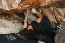 Bouldering in Hueco Tanks on 01/21/2019 with Blue Lizard Climbing and Yoga

Filename: SRM_20190121_1348370.jpg
Aperture: f/5.0
Shutter Speed: 1/250
Body: Canon EOS-1D Mark II
Lens: Canon EF 50mm f/1.8 II